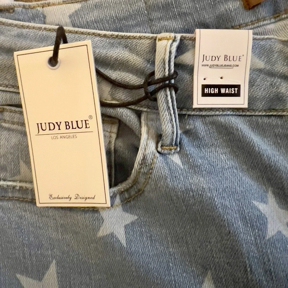 NWT JUDY BLUE High Waist Flare Jeans Stars & Stripes Size 14W Stretch USA. - Picture 7 of 13